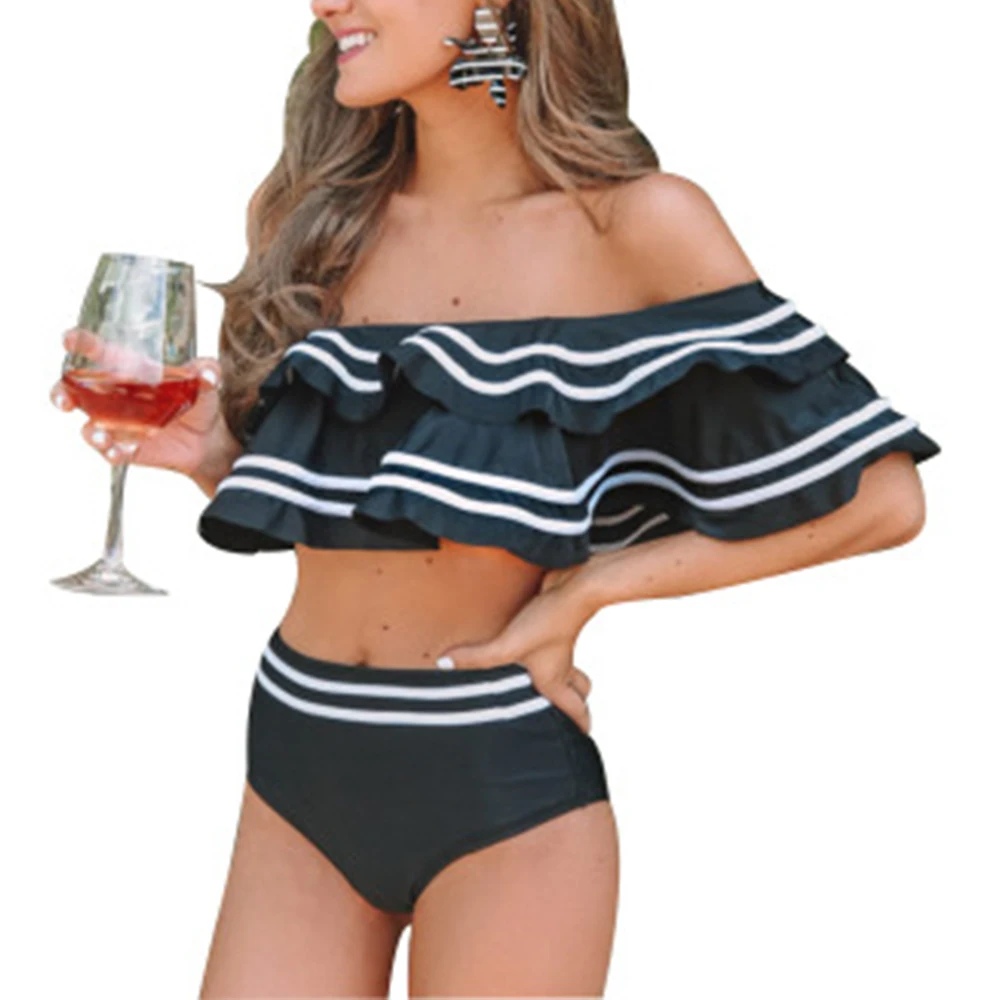 Женский купальник из двух частей с открытыми плечами женский сексуальный