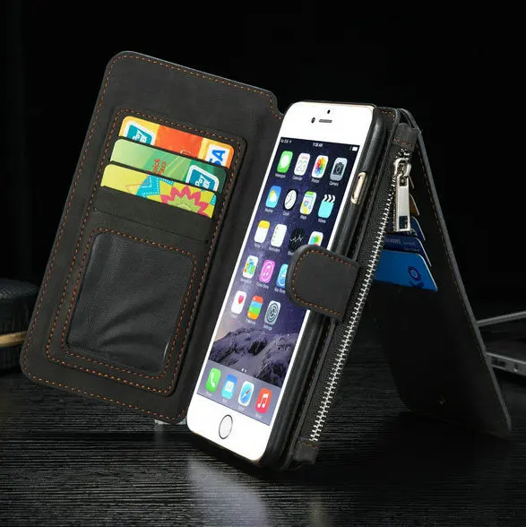Роскошные Slim Fit Премиум кожаный чехол для IPhone6Plus 2 в 1 кошелек Чехол кобура