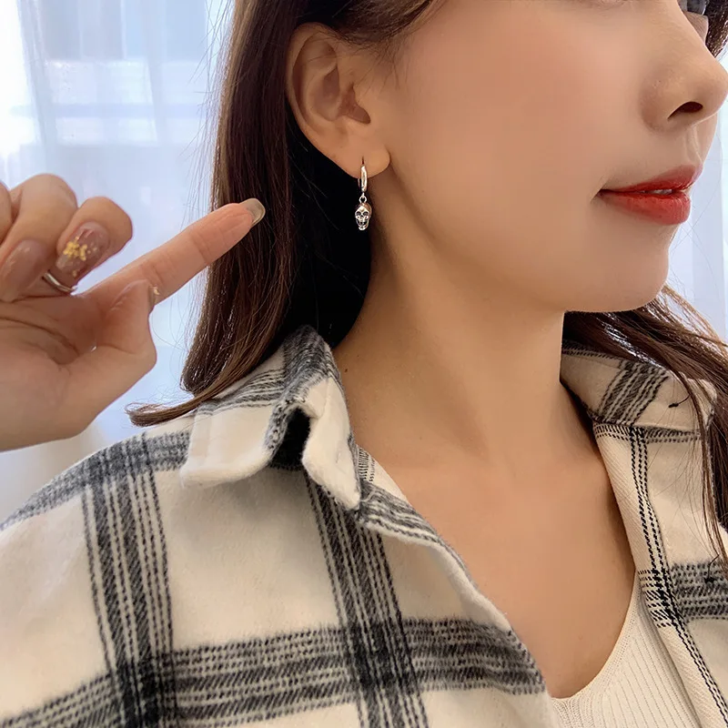 QMCOCO панк Хэллоуин Скелеты Череп серьги для мужчин женщин серебряные ювелирные