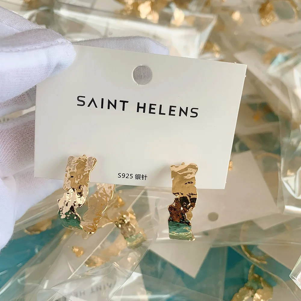 Женские серьги с-образной формы S925 Необычные гипоаллергенные латунные высокого