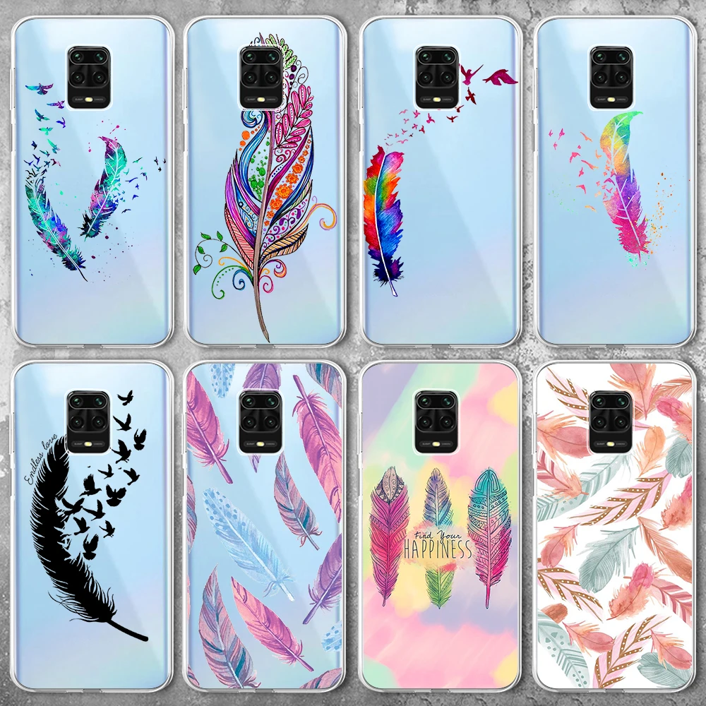 Ciciber цветные перья чехол для Redmi Note 9 9S 8 7 8A 8T Pro Чехол Xiaomi Mi 10 9T SE A3 Lite F1 Силиконовый