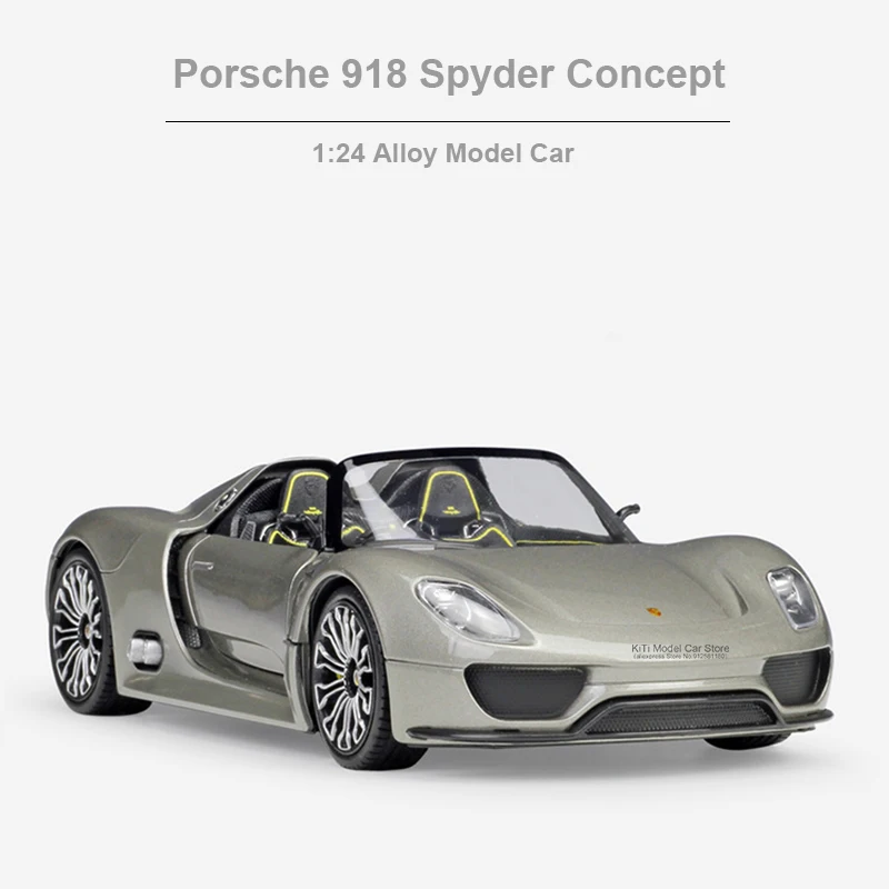 

Модель автомобиля из сплава в стиле Porsche 1/24 Spyder, модель литая металлическая Игрушечная модель автомобиля, имитация детских игрушек, подарок,...