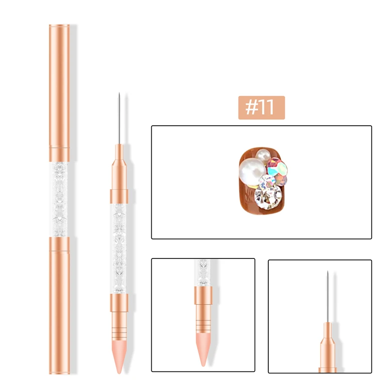 Гальванизированный стержень из розового золота с алмазной ручкой для ногтей