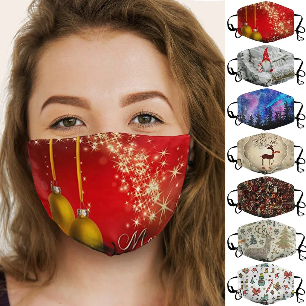 

Facemasks Dustproof Christmas Printing Mouth Cover Reusable Face Masks Mascarilla Reutilizable Masque De Protection Lavable