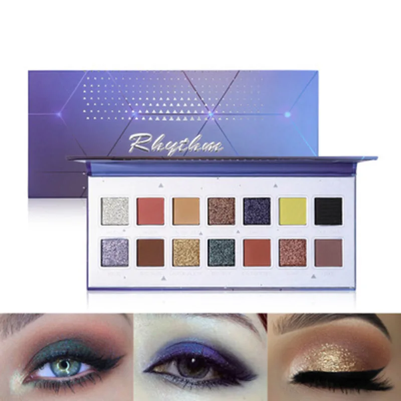 Мягкая знойная палитра теней для век 14 матовых металлических цветов длительного
