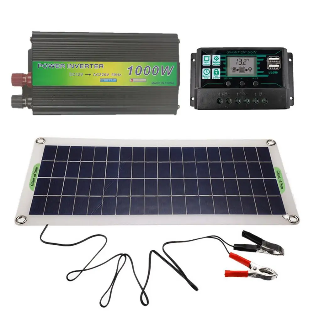 1000W Solar Panel Plus Inverter Set Solar Panel Set Ultra-thin Powerful Solar Charging Kit 1 set solar controller