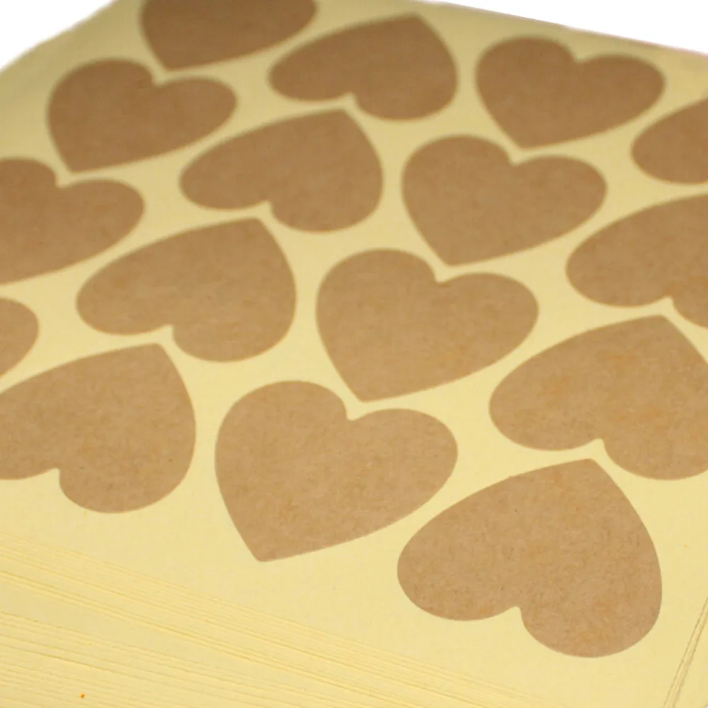 

120pcs/10 sheet Blank Kraft Heart Sticker for Handmade Products DIY Gift Point Sticker For Party Favor Gift Bag Candy Box Decor