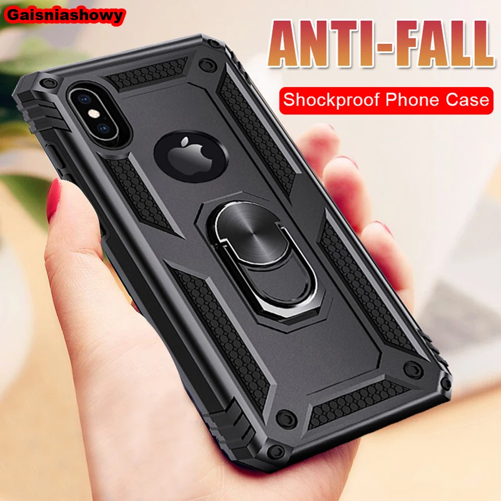 Ударопрочный чехол для iPhone 6 6s 7 8 Plus с подставкой в Военном Стиле Силиконовый X XS XR