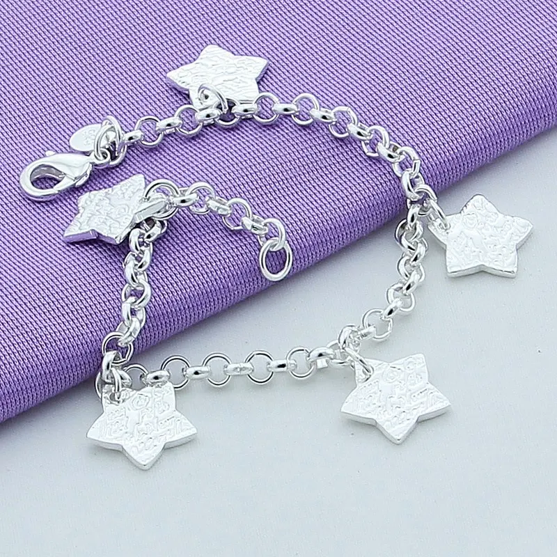 

New Fashion Silver 925 Jewelry Sky Star Chain Bracelet Women Lady Jewelry Silver Charm Bracelets