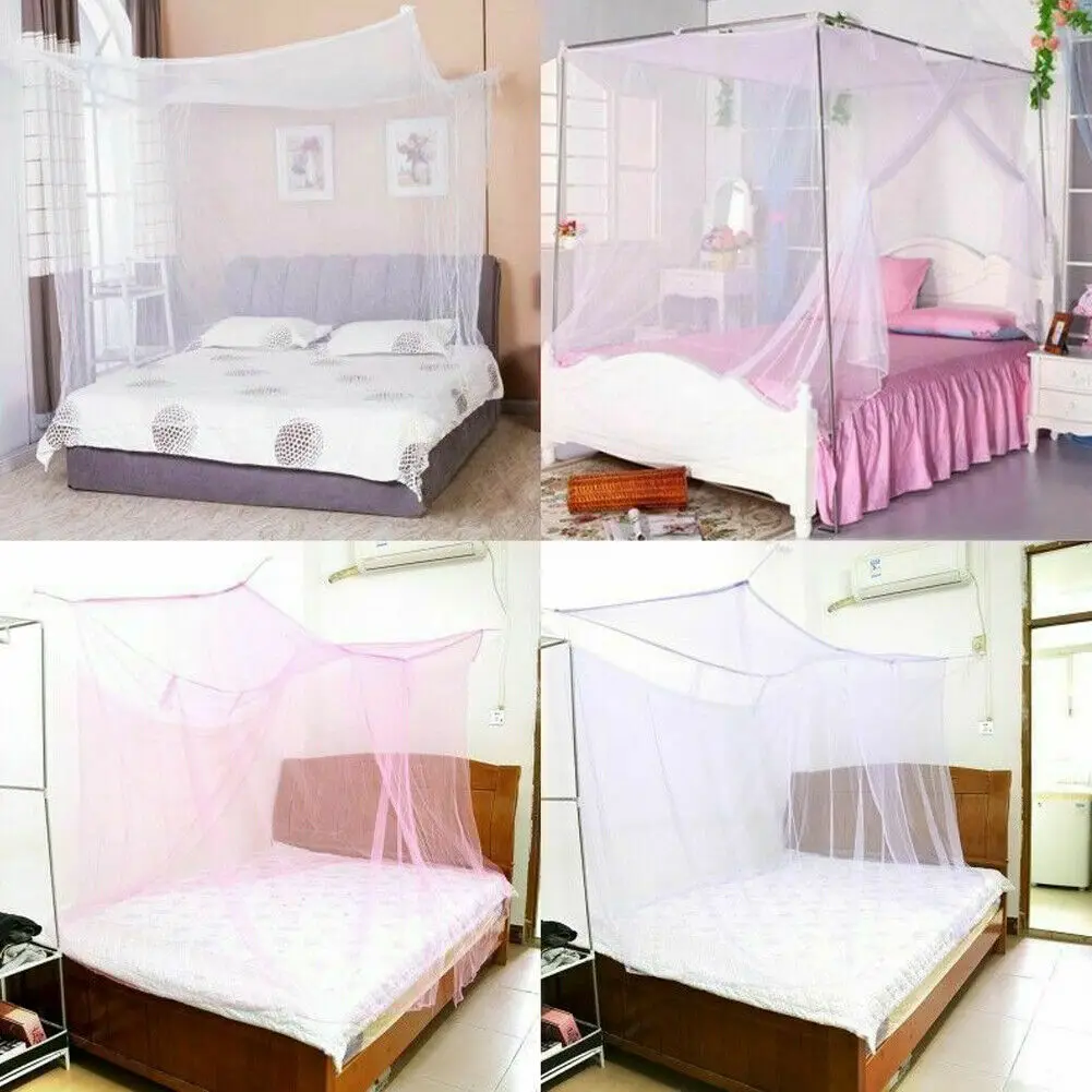 Mosquito Net Four Corner Post Bug Insect Repeller No Frame Full Queen King Size Bed Mosquito