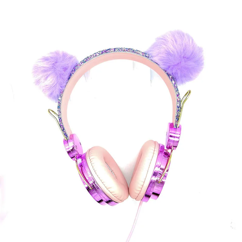 Funny Kids Headset Colorful Diamond Unicorn Headphones Music Stereo Wired Earphones With Gifts Box Christmas Brithday Gifts