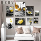 HKDV черный, белый цвет пейзаж фото жизни изображение домашний декор Скандинавская Картина на холсте стены искусства Желтый пейзажа с художественным принтом Гостиная