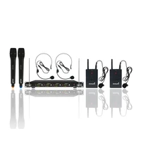 4ch vhf wireless microphone system 2ch handheld mic easy to setting 2ch headset bodypack microphone stage home party smv 4000ab