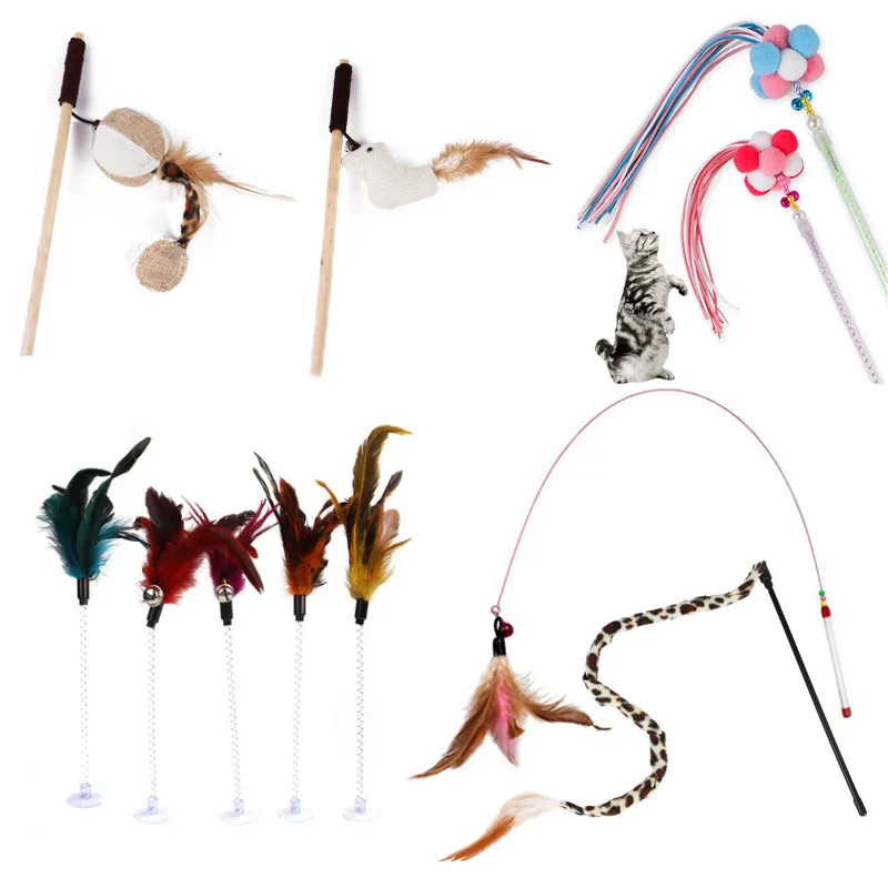 Интерактивная палочка для кошек и котят забавная удочка игровая игрушечная с