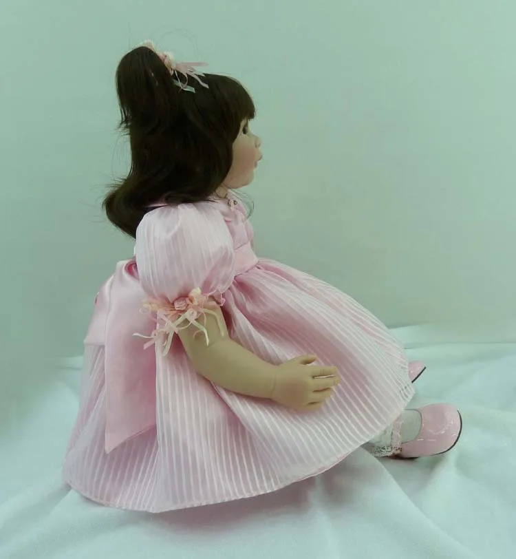 Мягкая силиконовая виниловая кукла-Реборн 60 см игрушка розовое платье