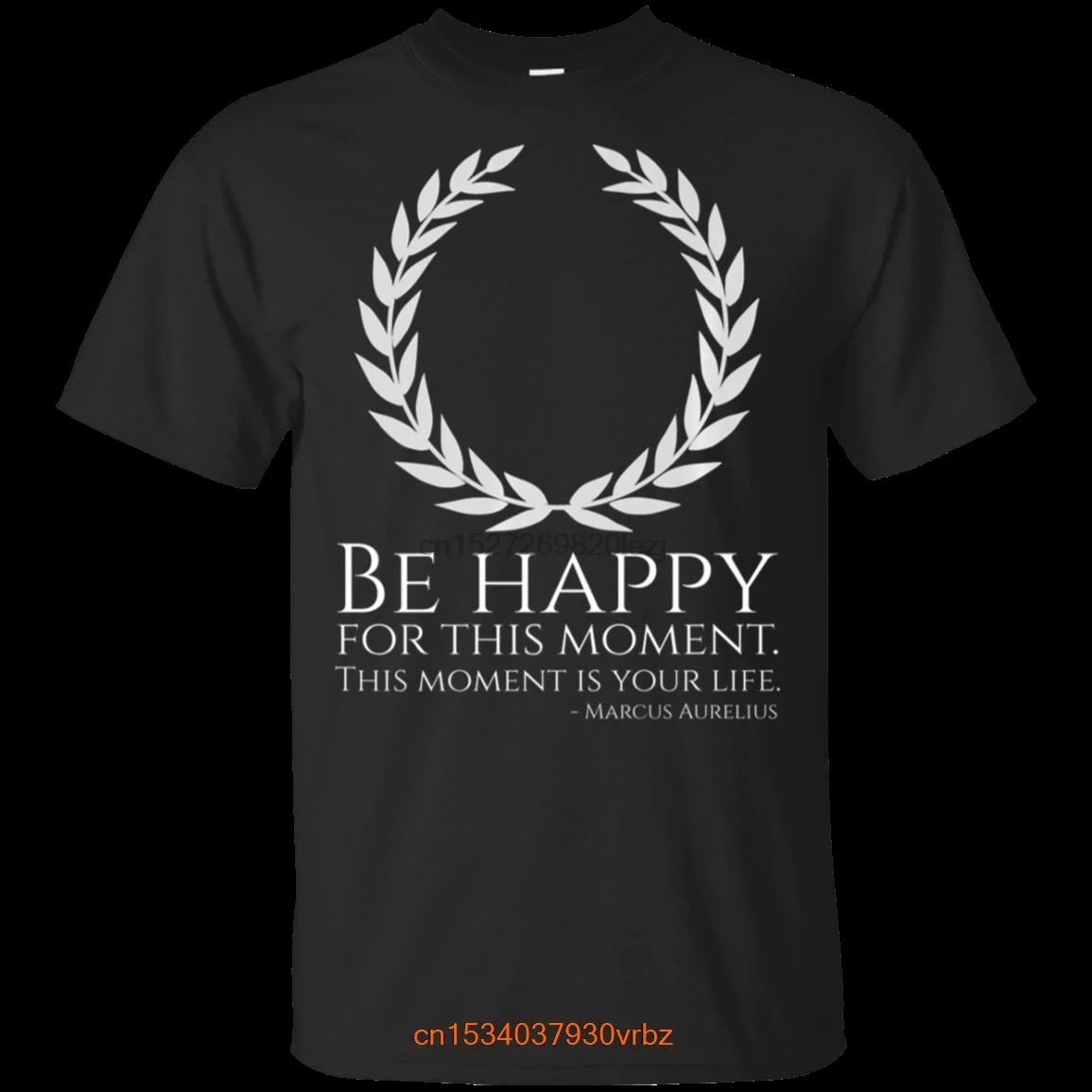 Футболка с надписью Be Happy Stoicism черная Повседневная хлопковая круглым