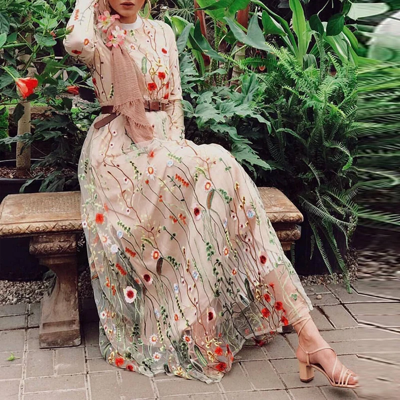 Цветочная абайя Дубай хиджаб мусульманское платье мусульманская одежда Abayas для