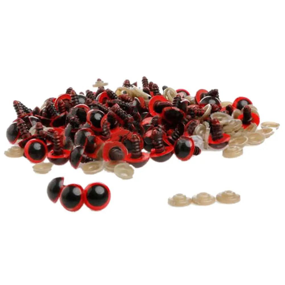 

100pcs 5-8mm Color-Mix Plastic Safety Eyes for Teddy Bear Stuffed Toy Snap Animal Puppet Doll Craft DIY Accessories