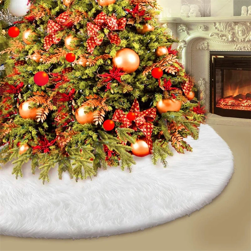 

68cm Long Snow Plush Christmas Tree Skirt Ground Cushion Cover Christmas Party Decoration Ground Cushion Round Carpet Ornaments