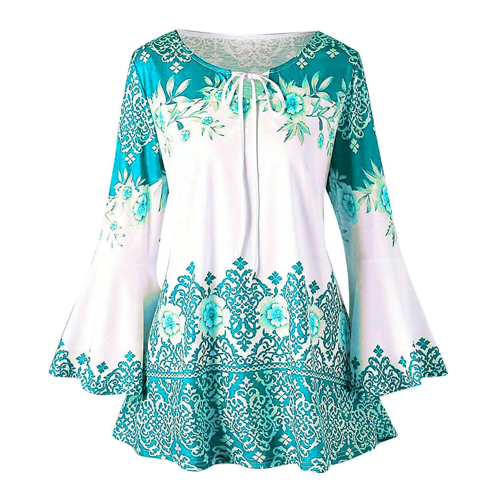 Женские топы и блузки 2019 уличная блузка с длинным рукавом цветочным принтом