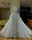 Женское платье-Русалка для выпускного вечера, длинное официальное Прозрачное платье из двух предметов в Дубае, с кристаллами, 2021