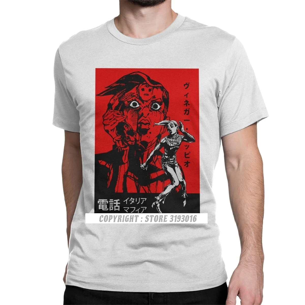 New Tshirt The Italian Mafia's Telephone T Shirts Jojos Bizarre Jjba Manga Streetwear Harajuku Japanese Anime Tshirt Man