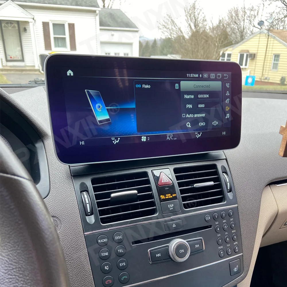 구매 차량용 GPS 내비게이션 멀티미디어 플레이어 안드로이드 8G + 12.5G 4G LTE, 128 인치, 메르세데스 벤츠 C 클래스 W204 2007-2010 무선 카플레이