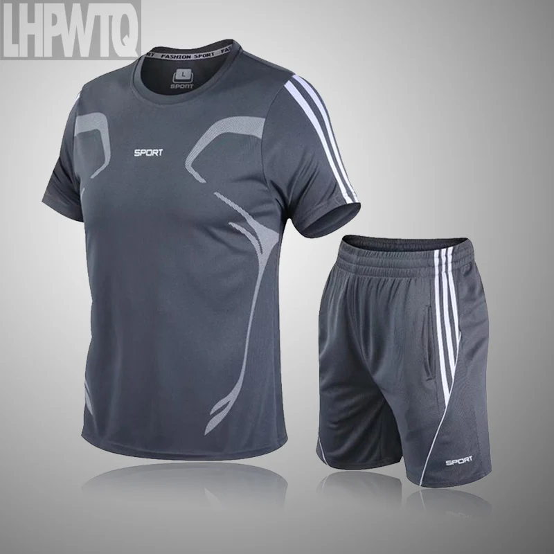 

Summer New Mens Casual Set Fashion 2 PCS Sportswear Suit Short Sleeve T-Shirt Shorts Sets Male Sportswear Tracksuit Men