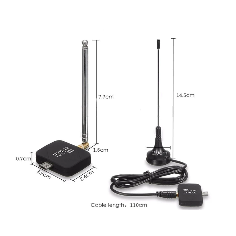 DVB T2 T мобильный ТВ тюнер приемник Цифровой Стик Micro USB антенна комплект для