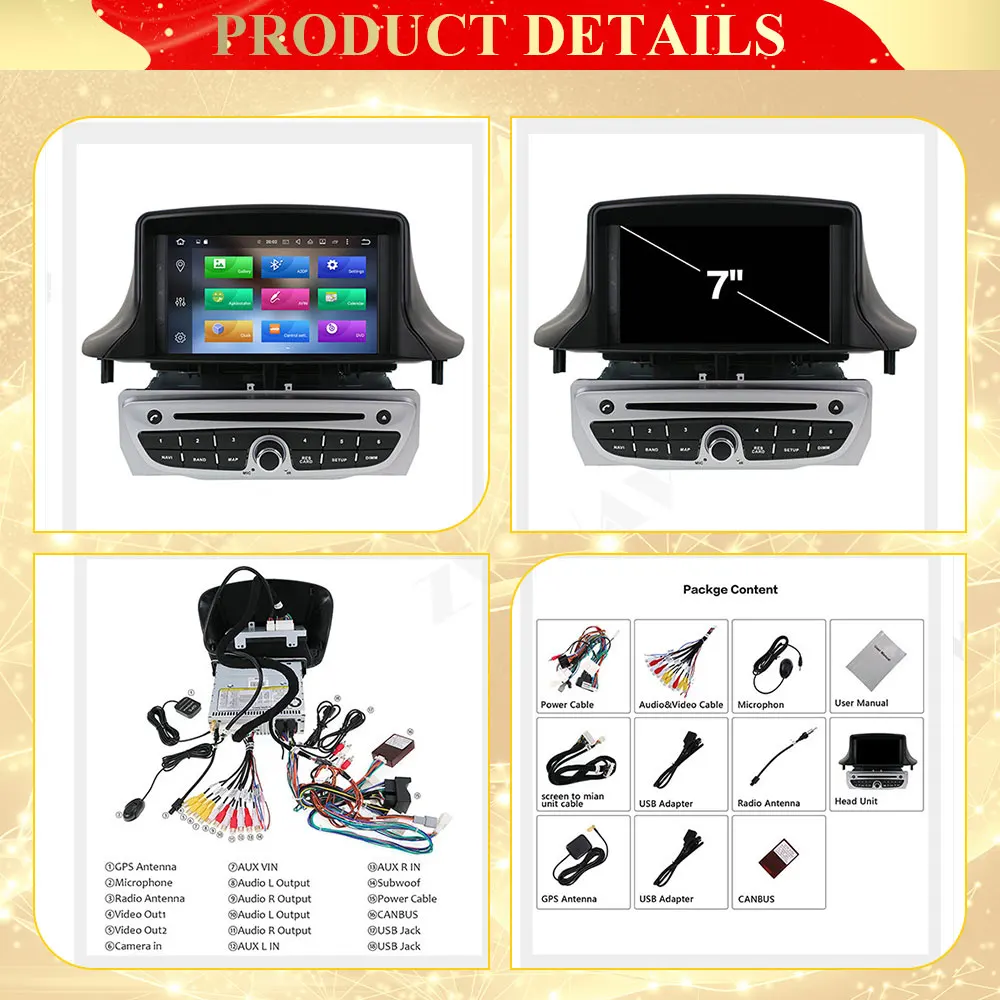 Фото Автомобильный центральный мультимедийный 2 Din Android 14 для Renault Megane 3 Fluence 2009-2015, автомобильный радиоприемник со стереоприемником BT5.0 №5