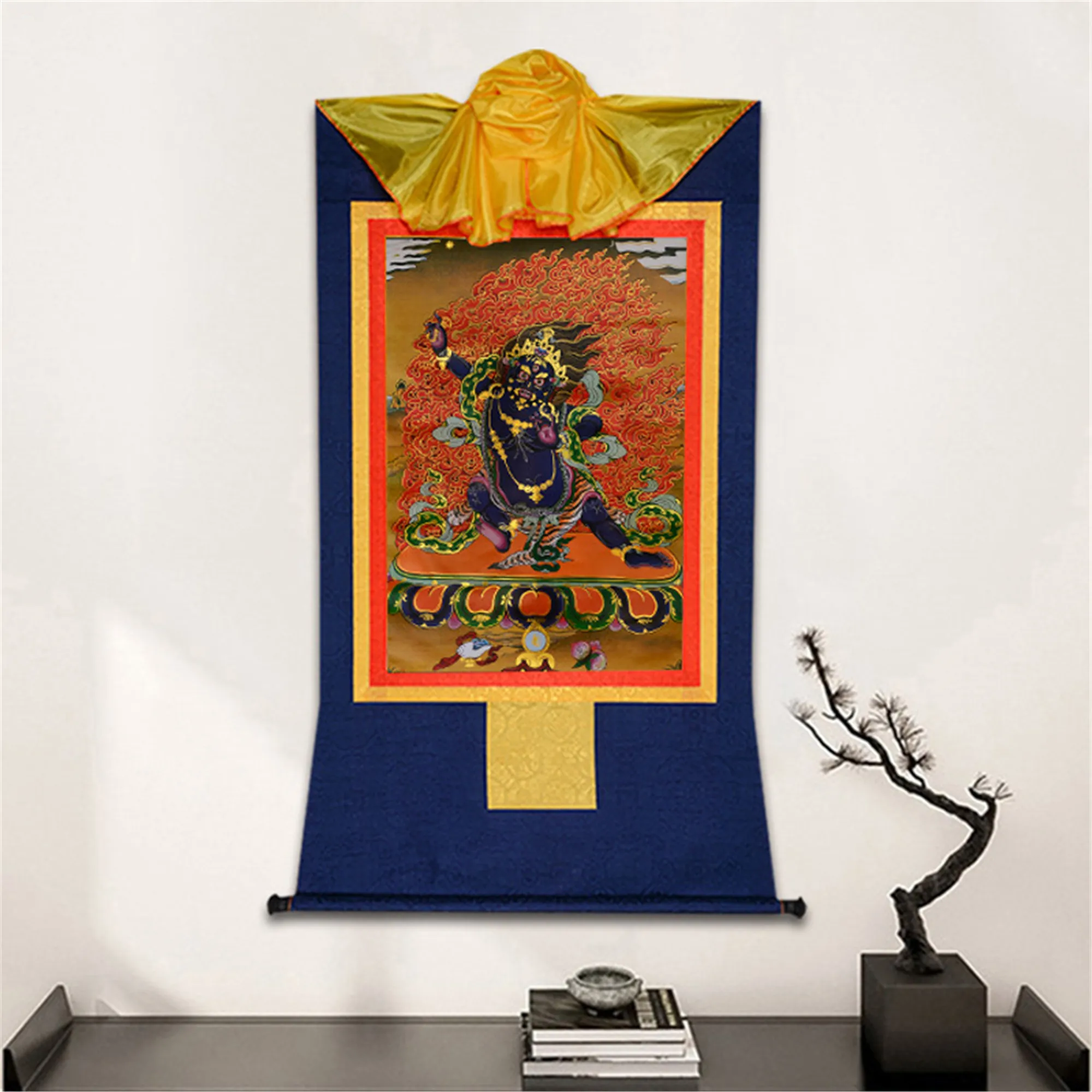 Gandhanra Tibetan Thangka Painting Art Vajrapani Buddhist Tapestry Wall with Scroll | &amp Calligraphy