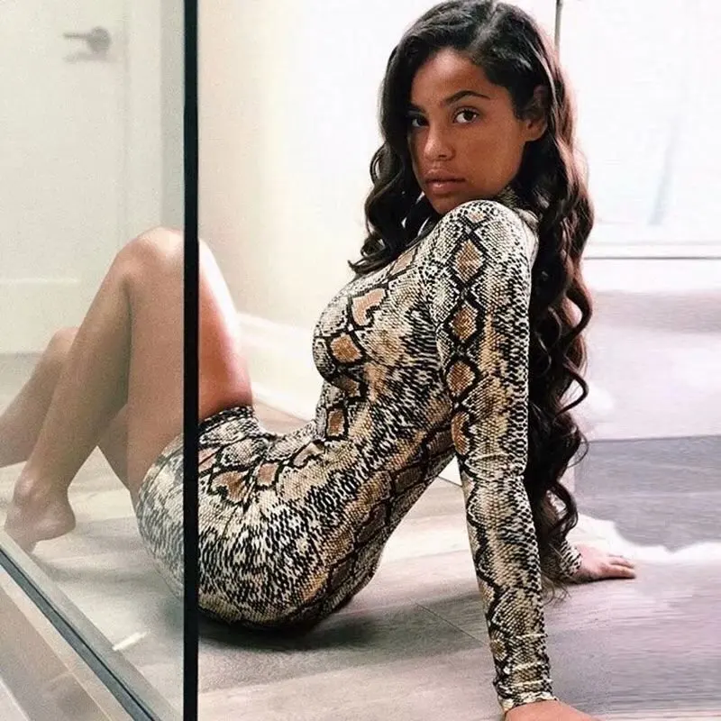 BKLD 2024 женское модное платье со змеиным принтом мини-платье сексуальная клубная