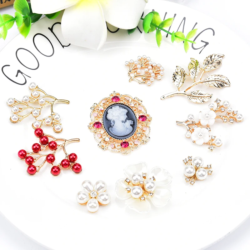 Горячая Европейский Стиль цветок 10 шт чистое стекло брошь со