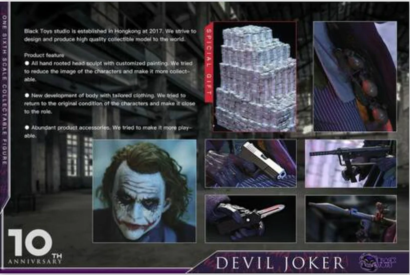 Черные игрушки 1/6 Devil Jocker 10 я годовщина ПВХ BT101 BT102 экшн фигурки в наличии|Игровые и