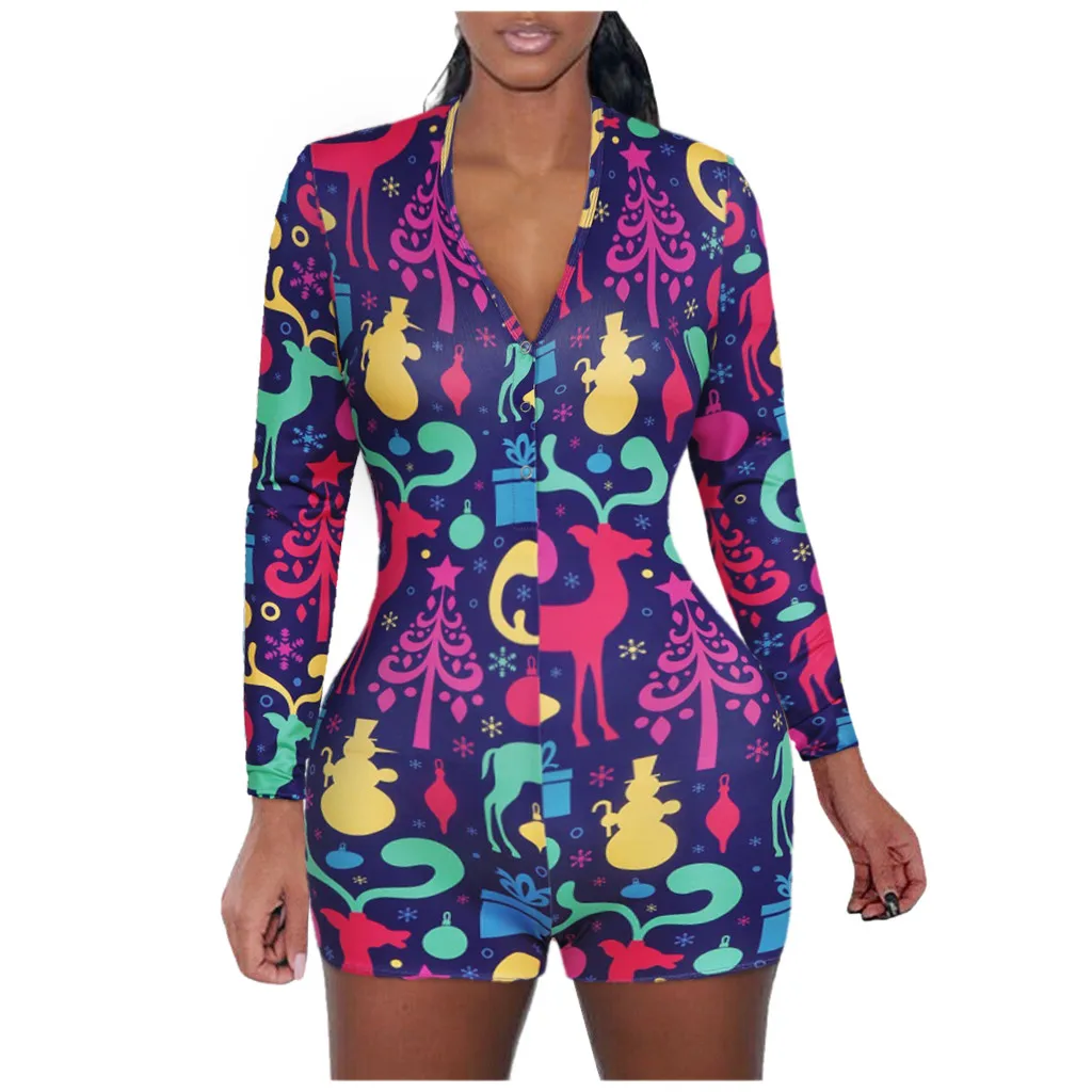 

Боди, пижама, пижама, женская пижама с V-образным вырезом и цветочным принтом, шорты, комбинезон, пижама, пикантный комбинезон с длинным рукав...