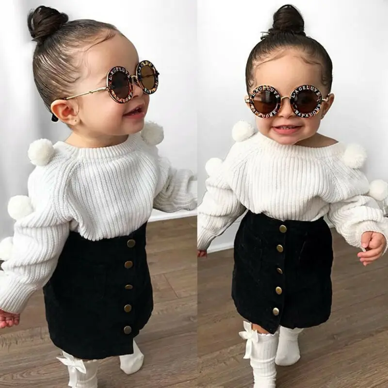 Детская одежда Зимний теплый вязаный белый свитер для маленьких девочек топы +