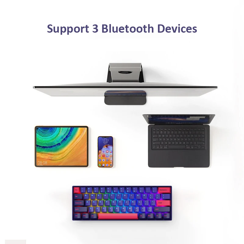 Original AKKO 3061-REON RGB Bluetooth Mechanical Gaming Wireless Keyboard 61 Keys PBT Computer Gamer Type-C  GATERON Switch