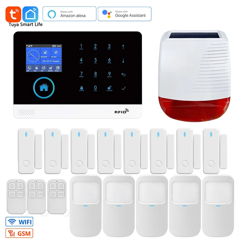 Smart Alarm System Wifi GSM Tuya Home Security Alarm System PG103 433MHz Detectors APP Control Wireless LCD Touch Keyboard Siren
