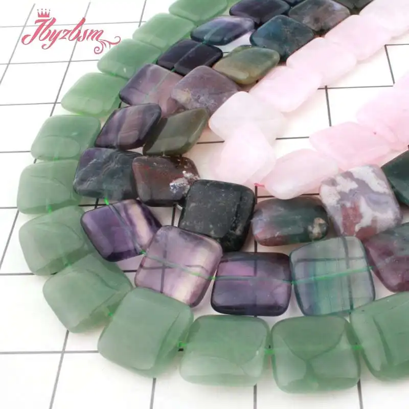 20mm Square Bead Fluorite Rose Quartzs Agates Jaspers Natural Stone LooseBead For DIY Necklace Jewelry Making 15&quot Free Shipping |