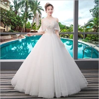 high quality wedding dress tulle embroidery butterfly sleeve fairy lace up bridal ball gown
