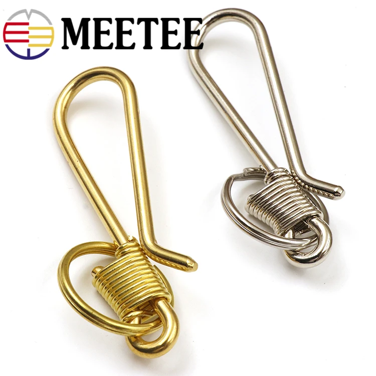 2 шт. Meetee 68/87 мм металлическая твердая латунь брелок для ключей с поясом, u-образный крюк, Пряжка брелок клип кошелек сумочка на цепочке карабин крепление DIY Кожа Craft
