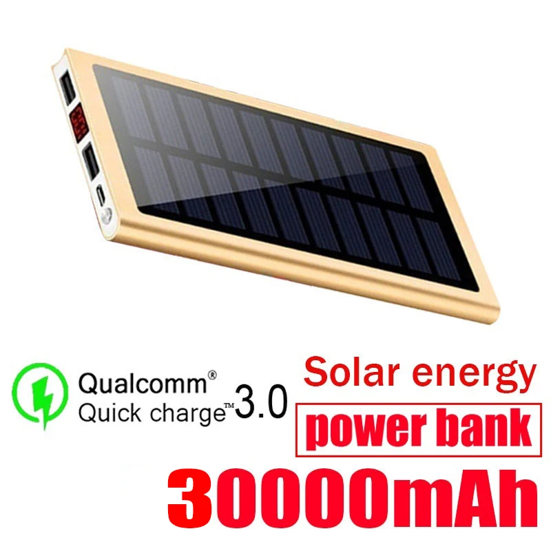 30000mah Солнечное Мощность Bank внешняя Батарея с 2 портами (стандарт светодиодный