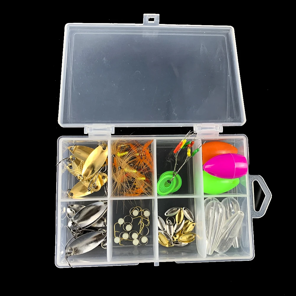 

55pcs/box Fishing Tackles Box Fishing Spoon Baits Sequins Spinner Lures Kit Set with Hooks for Carp Bait Lure Accessoires