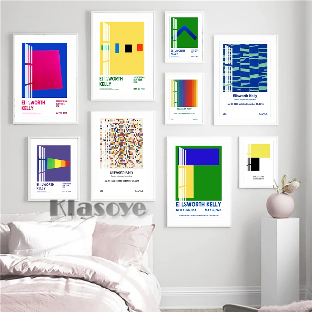 

Ellsworth Kelly Hard Edge Painting Exhibition Museum Poster Colorful Geometry Pattern Canvas Wall Picture Minimalist Home Decor