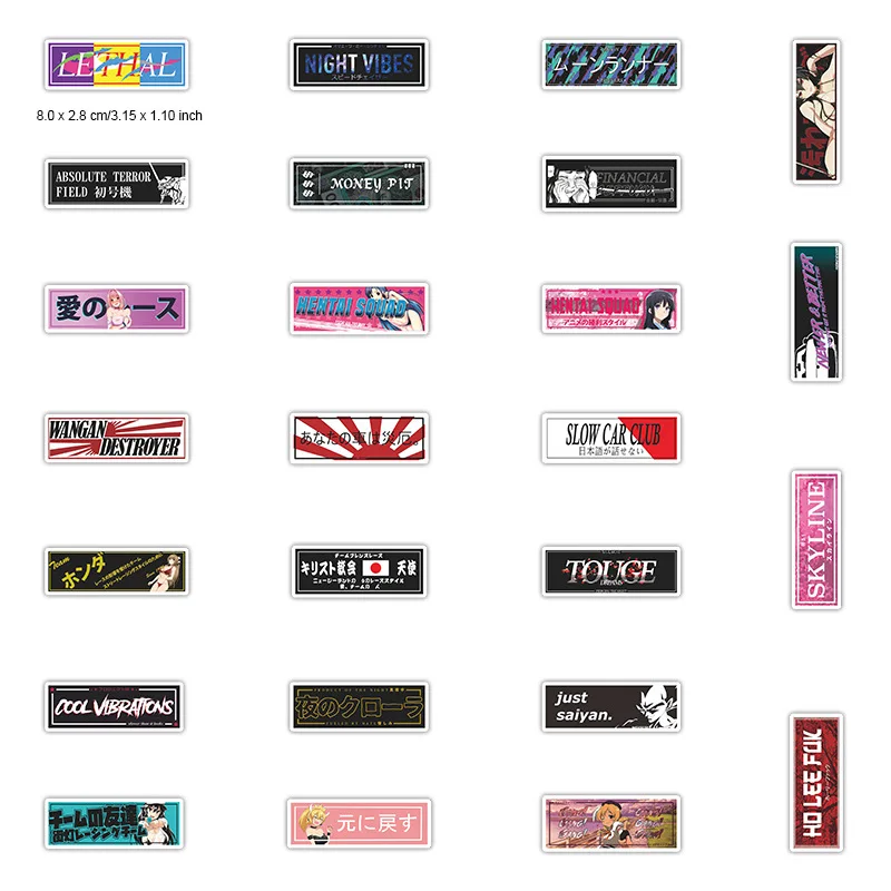 50 шт./упак. гоночный Стиль наклейки JDM Водонепроницаемый скейтборд мотоцикла