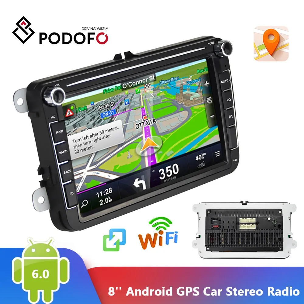 Podofo 2 Din Car Radio GPS Android 8.1 Autoradio 8Inch HD Screen Bluetooth Stereo Audio 2din MP5 Multimedia Player | Автомобили и