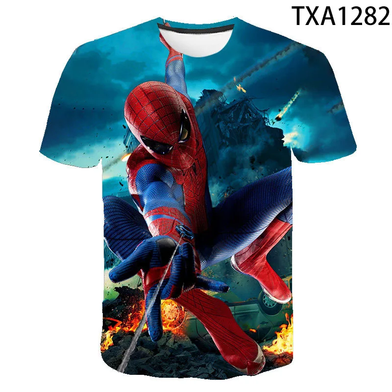 

Boy Girl Kids 2021 New Spider Fashion Men Women Children 3D Printed T Shirt Summer Short Sleeve Casual Cool Tops Tee