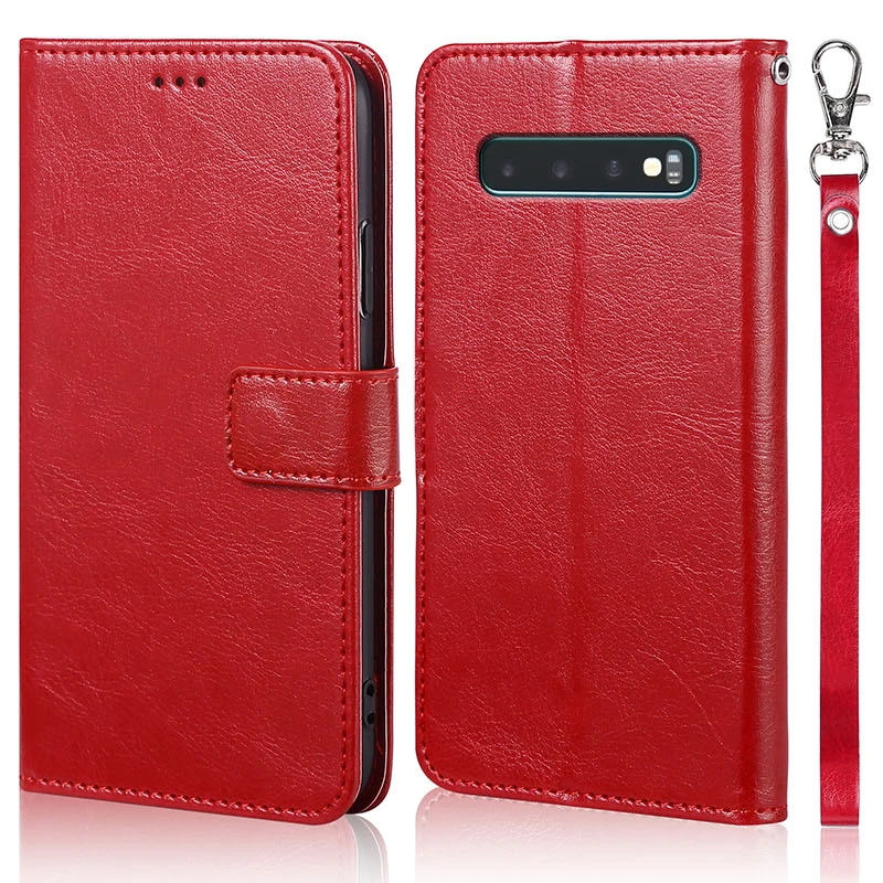 

Luxury Flip Leather Phone Coque Case For Samsung Galaxy S10 SM-G9730 Wallet Capa Original Book Design Stand Cover With Strap
