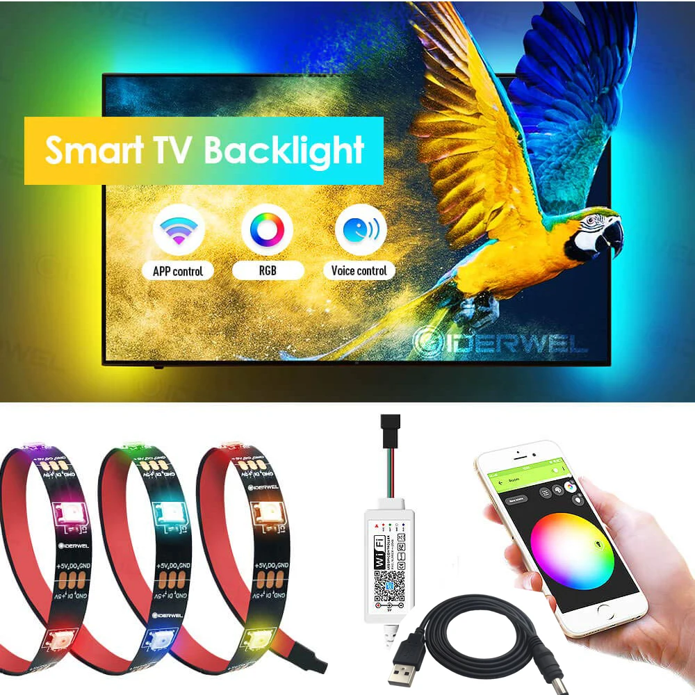 Magic Home WS2812b 5050 цветная (RGB) Светодиодная лента с WI FI приложение Управление прибор