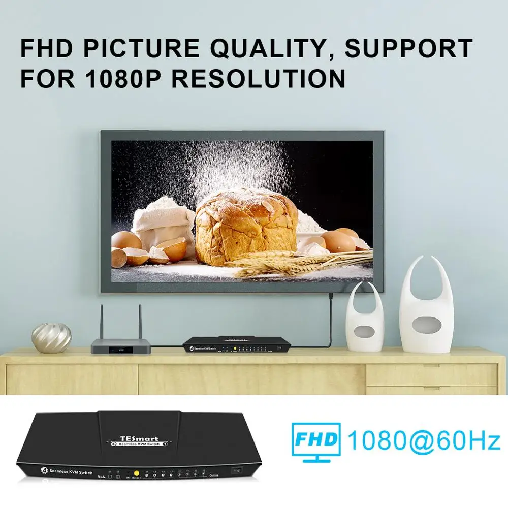 

4 In 1 Out KVM Switch up to1080P@60Hz 3D KVM Switch Multi-view 4x1HDMI Switch KVM 4 ports Seamless KVM USB2.0